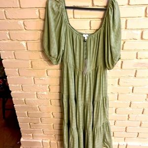 NWT NSR Green Sundress with Puffy Sleeves Size XL.
